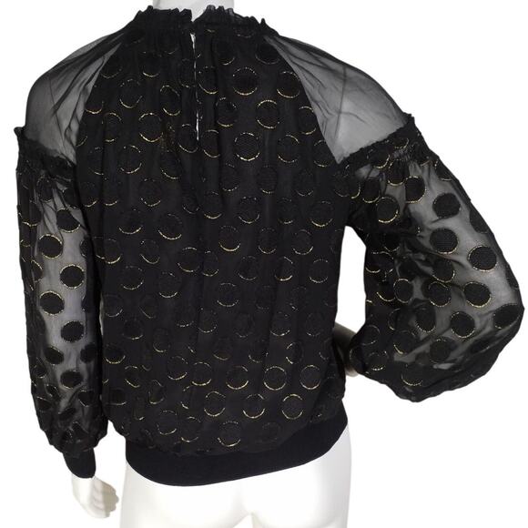 Ramy Brook Evelina Dot Appliqué Blouson Top XXS Black NWT - Picture 3 of 7